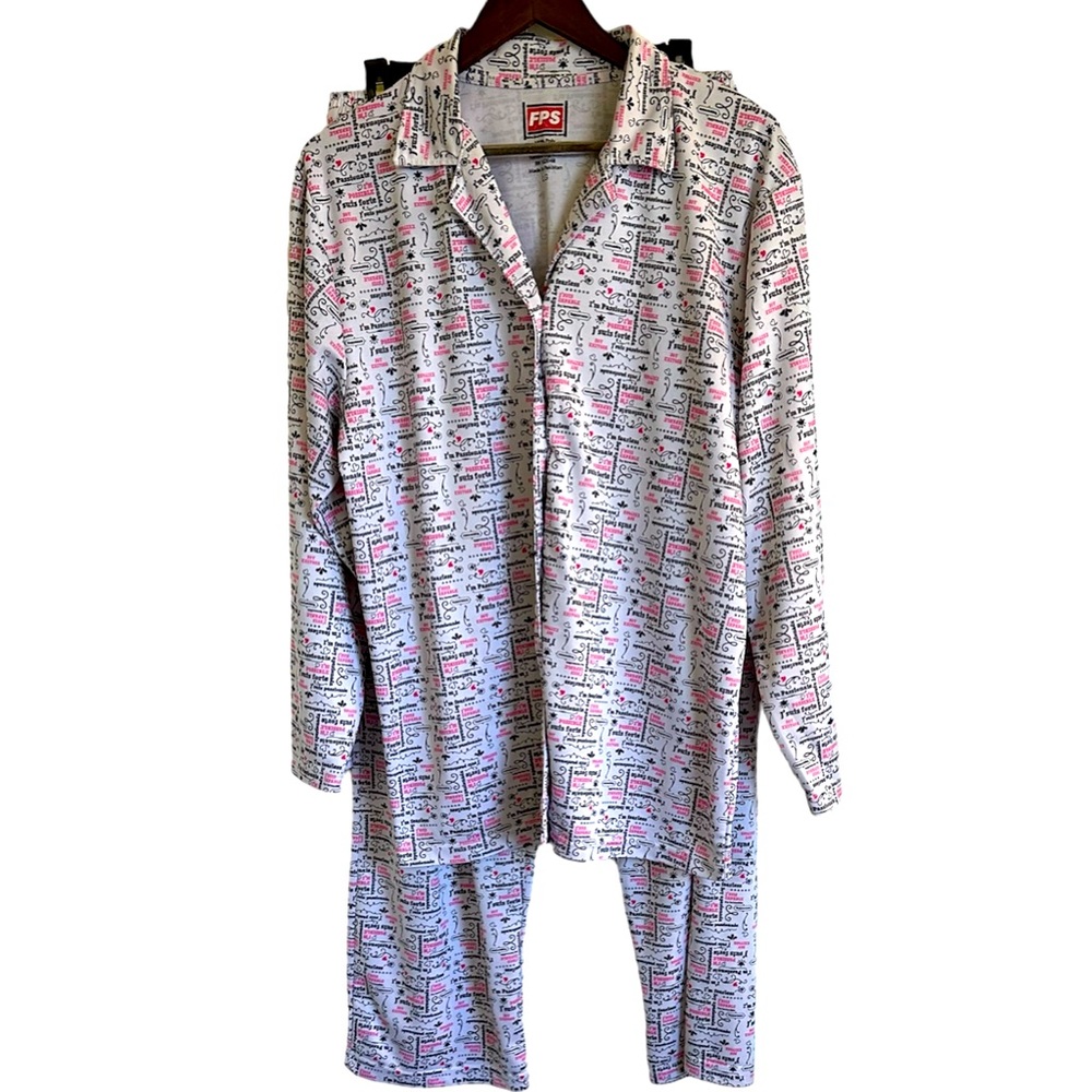 FPS, matching printed pajama set women large